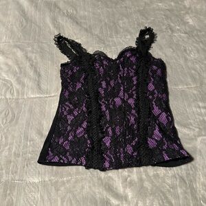 Purple and Black Lace Corset Top